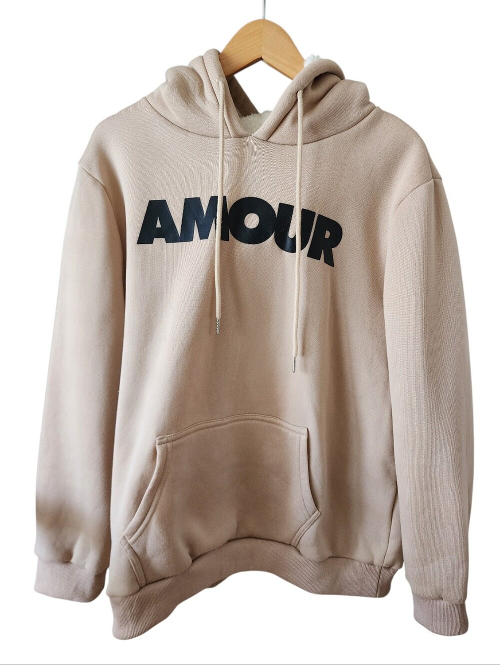 🖤3/$20 Beige Hoodie with Black AMOUR Lettering